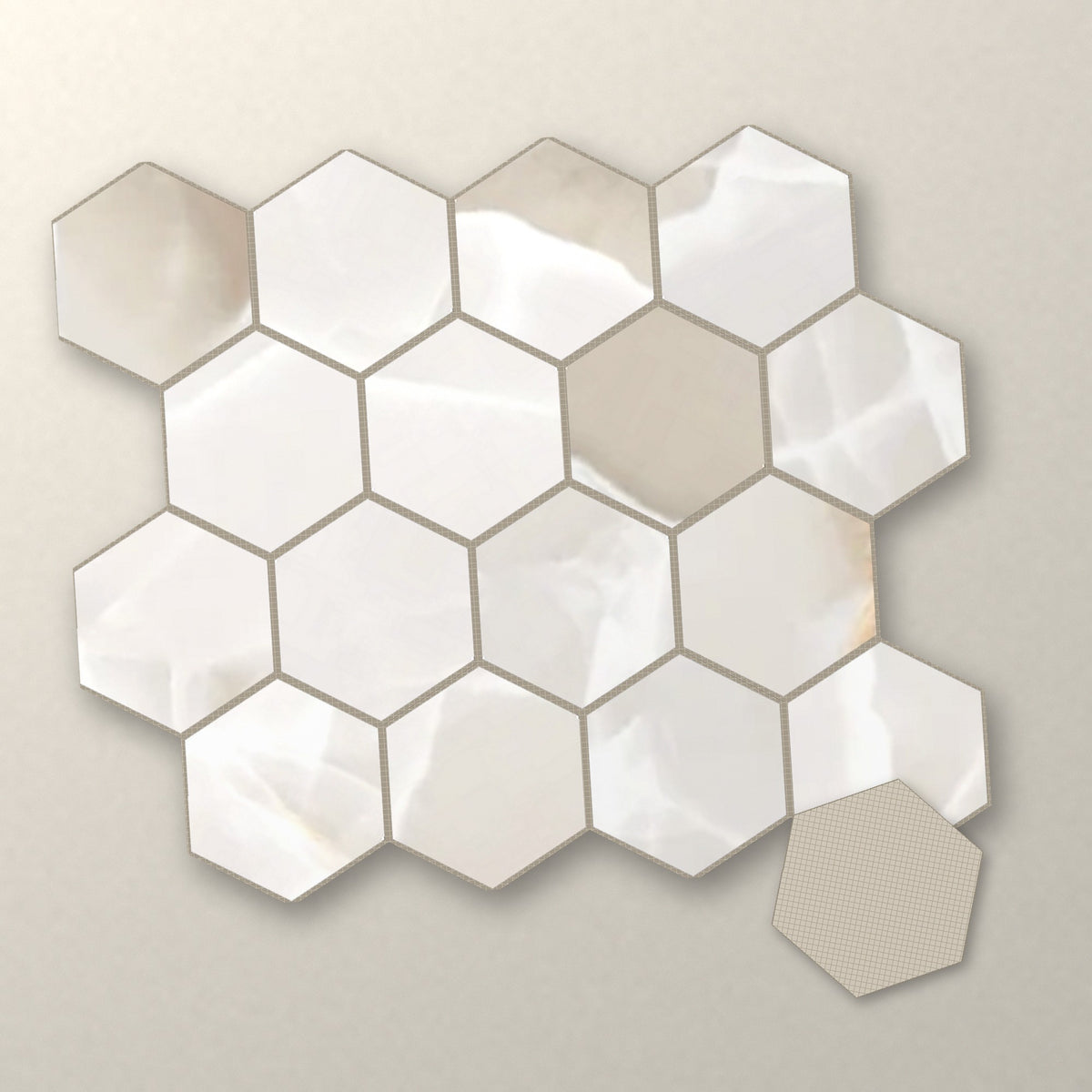 Amolite Onyx Gold matching hexagon mosaic sheet